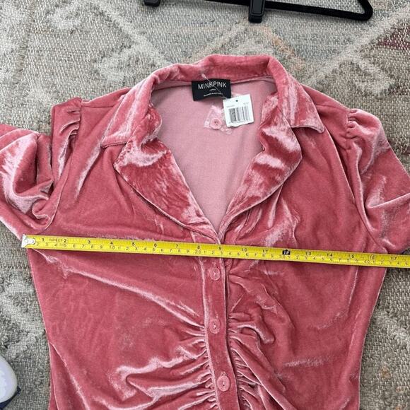 NWT Minkpink Womens Blush Front Button Mekness Mini Shirt Dress Size Large - Picture 11 of 13